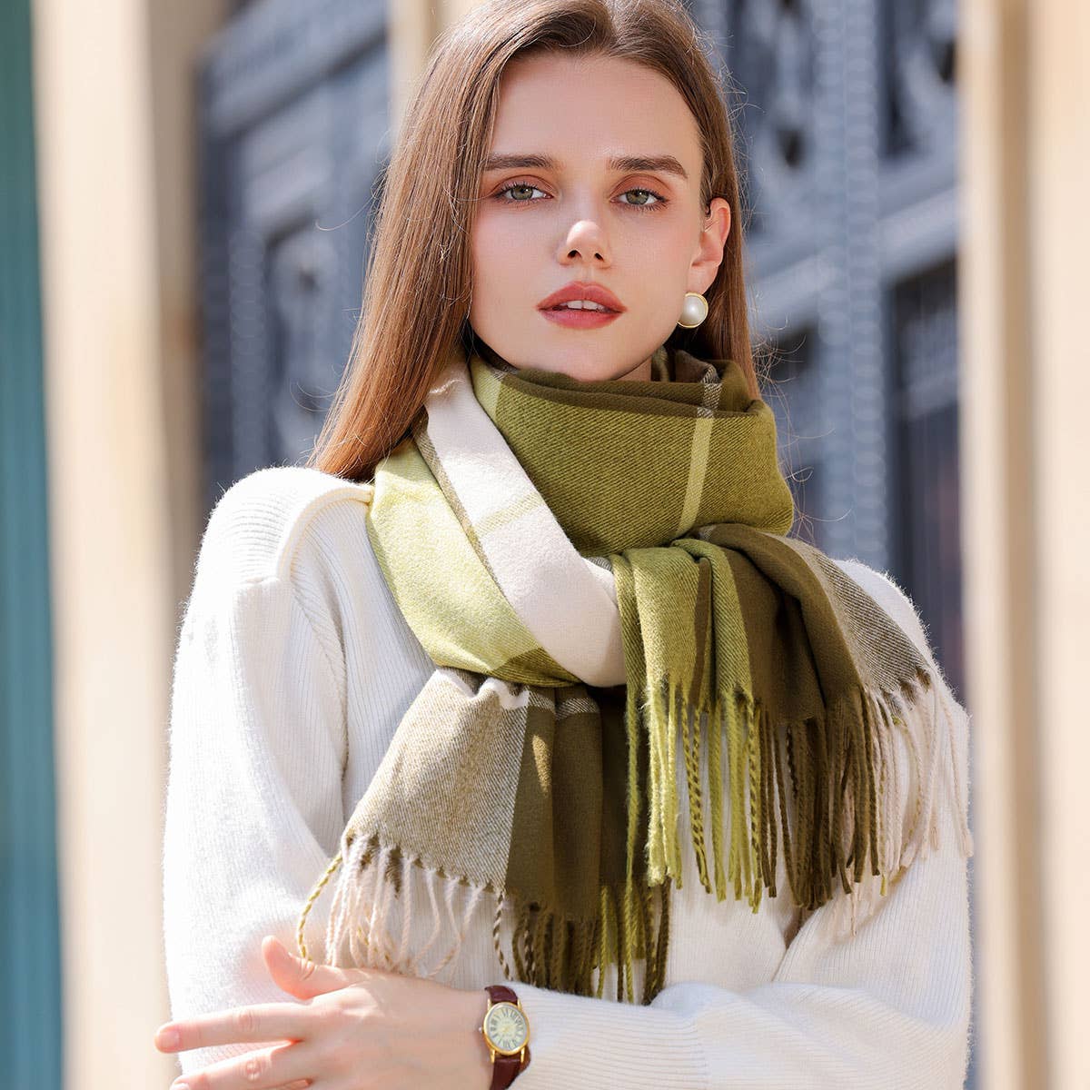 Dopamine color matching cashmere scarf - warm