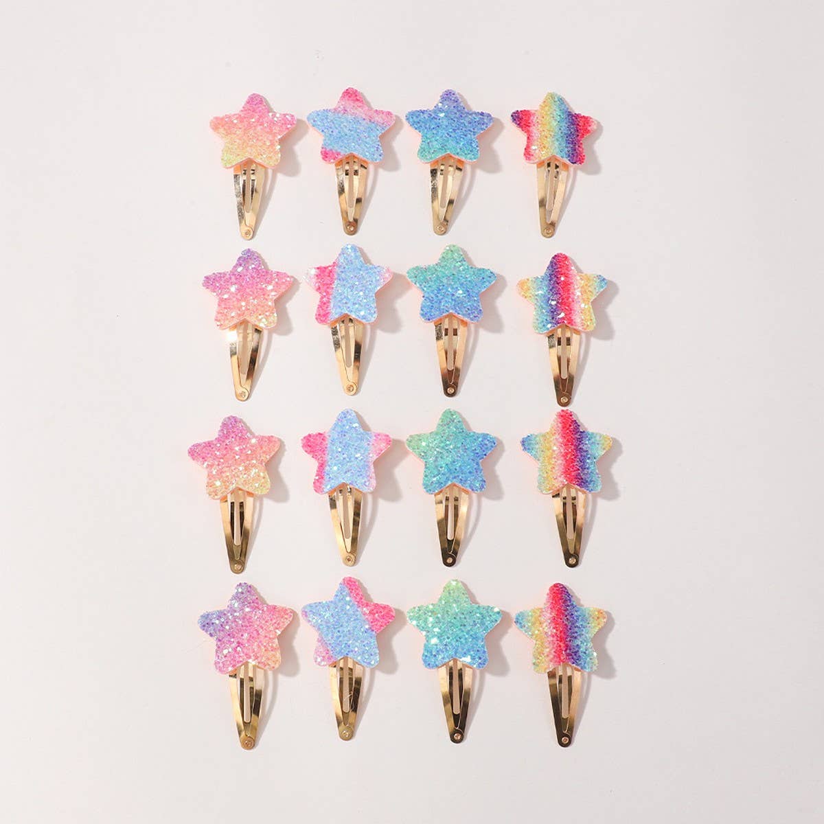 Glitter BB Clip Set with Stars & Hearts for Girls