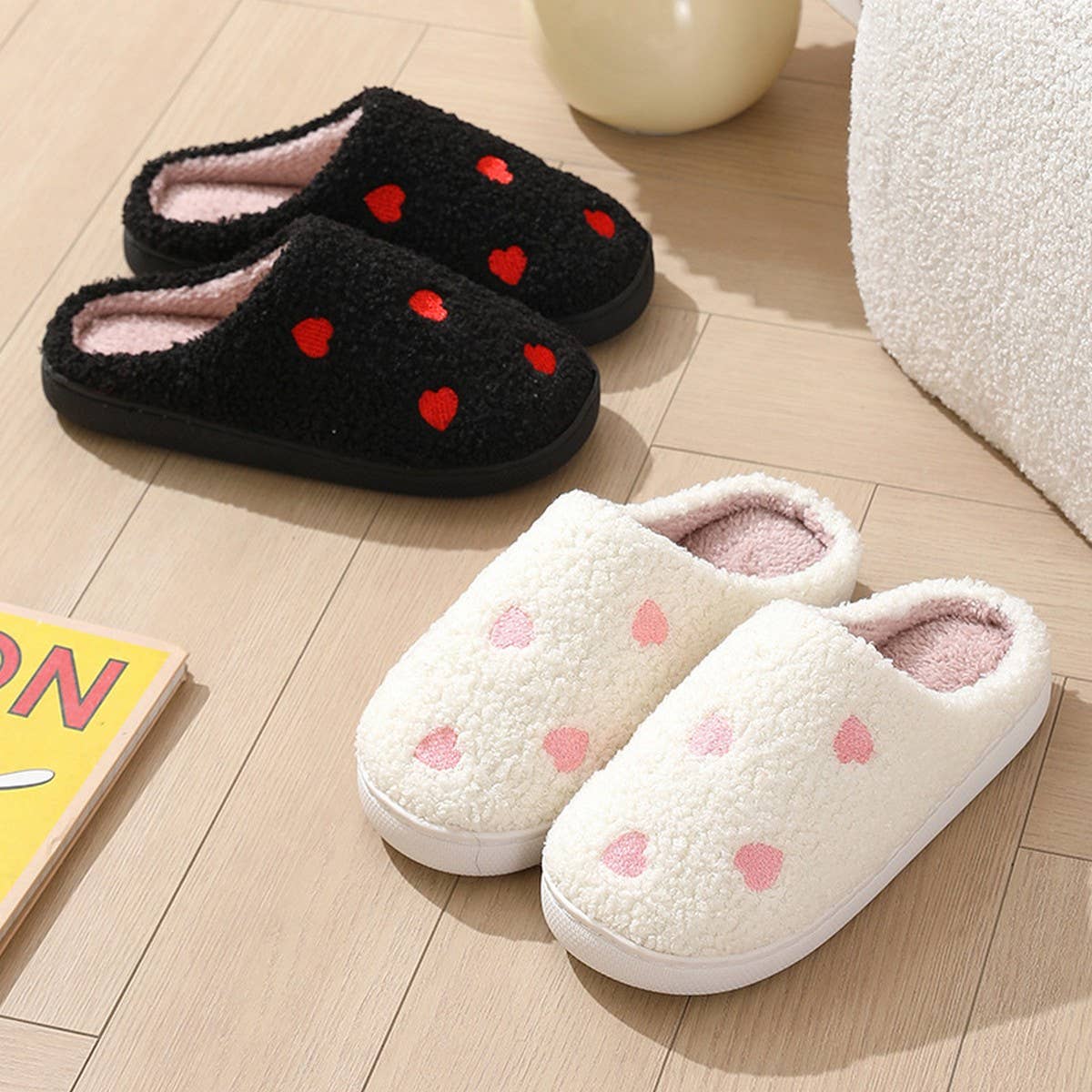 CUTE CARTOON LITTLE HEART WINTER COTTON SLIPPERS