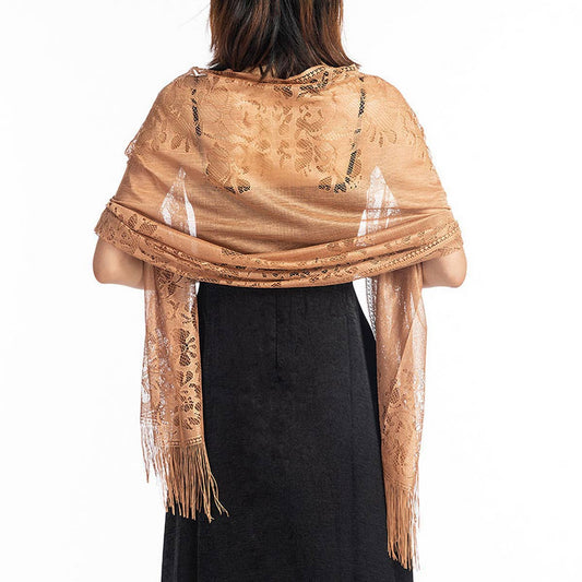 FASHIONABLE EVENING HOLLOW LACE SHAWL
