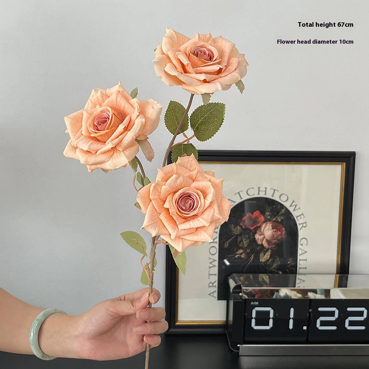 Artificial Cappuccino Rose Bouquet with 3 Heads_CWMM6505