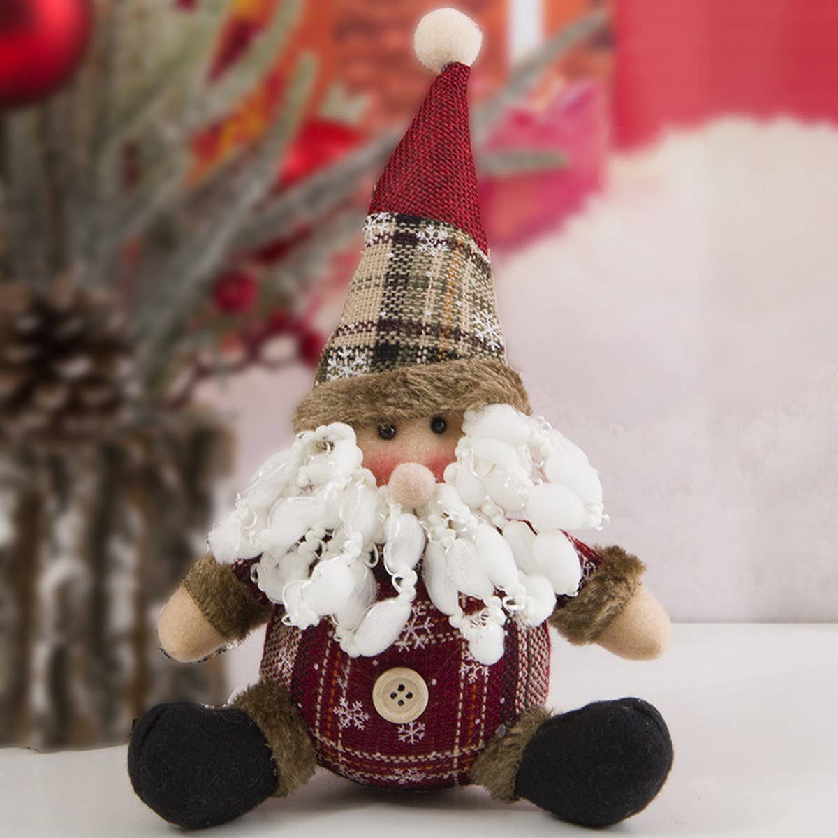 CHRISTMAS DECORATION PLAID FABRIC ORNAMENTS