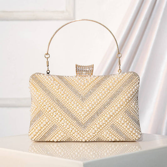 NEW HAND-BEADED PEARL BANQUET CLUTCH_CWAB2486