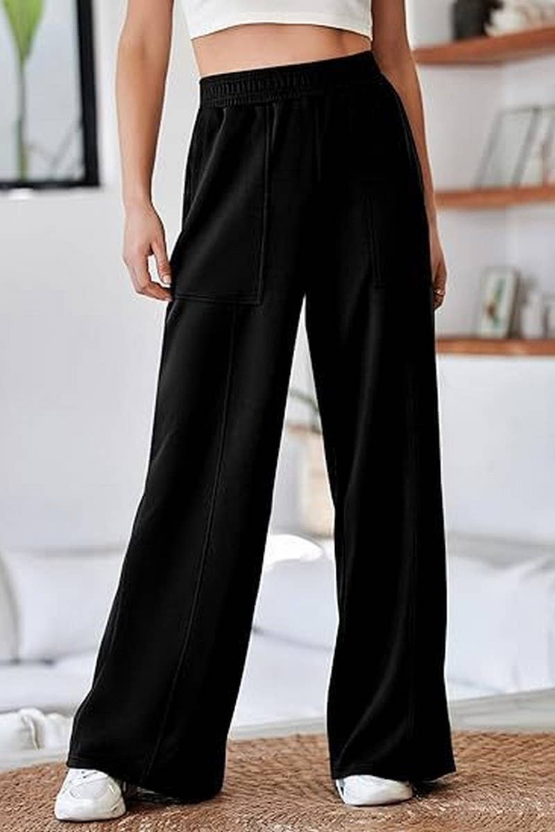 CWBLP1858_CASUAL HIGH WAIST LOOSE CASUAL WIDE LEG TROUSERS