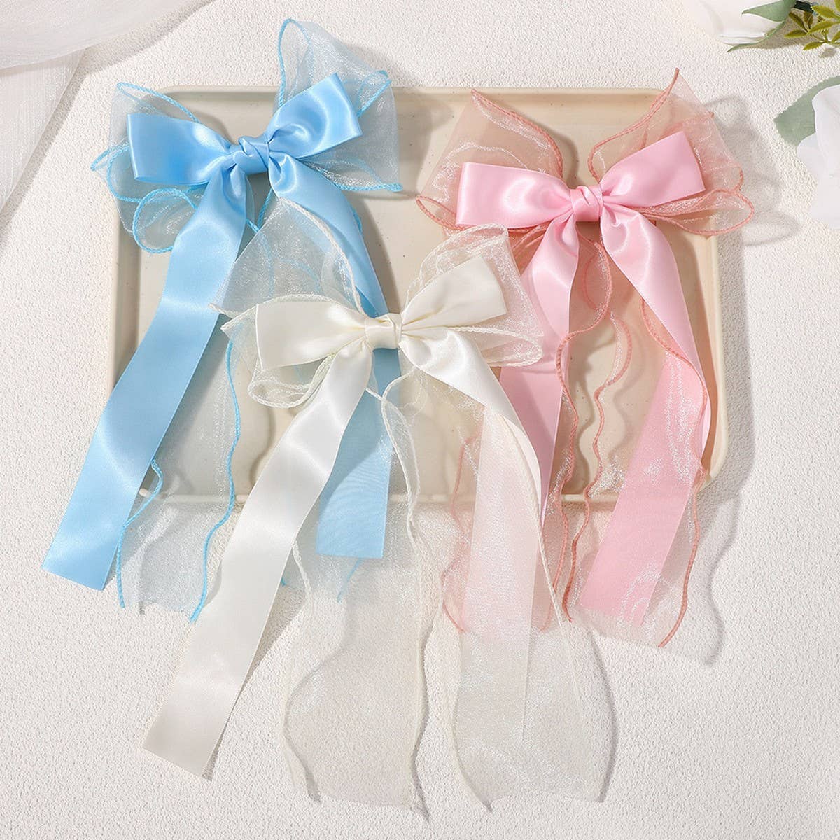 Kids Chiffon Ribbon Bow Hair Clip ? Solid Color