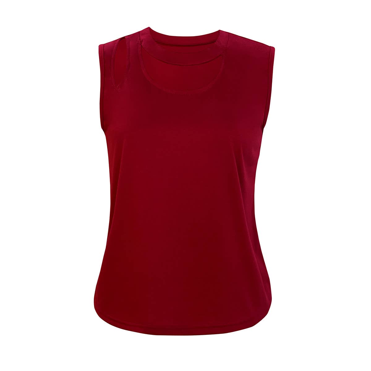 Round-neck solid-color hollowed-out loose vest