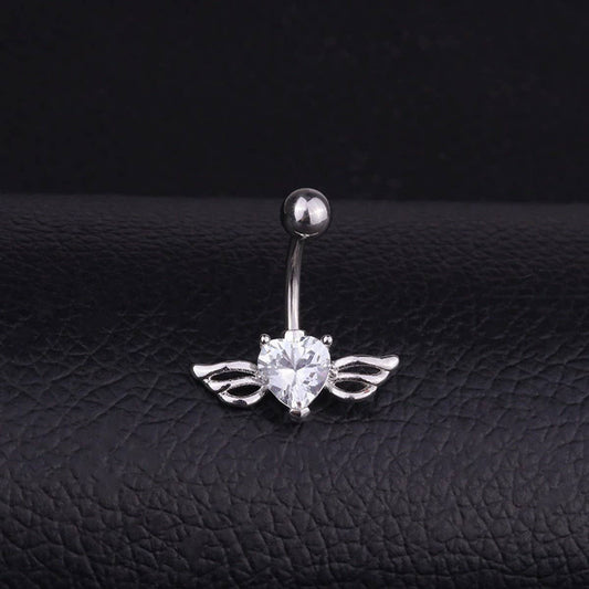 Angel Wings Hypoallergenic Belly Piercing Ring_CWMM9233