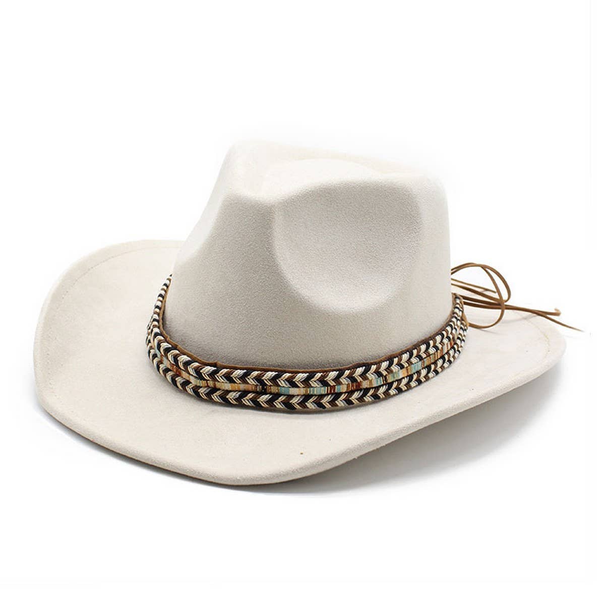Faux Suede Cowboy Hat with Braided Band Unisex_CWAH2504