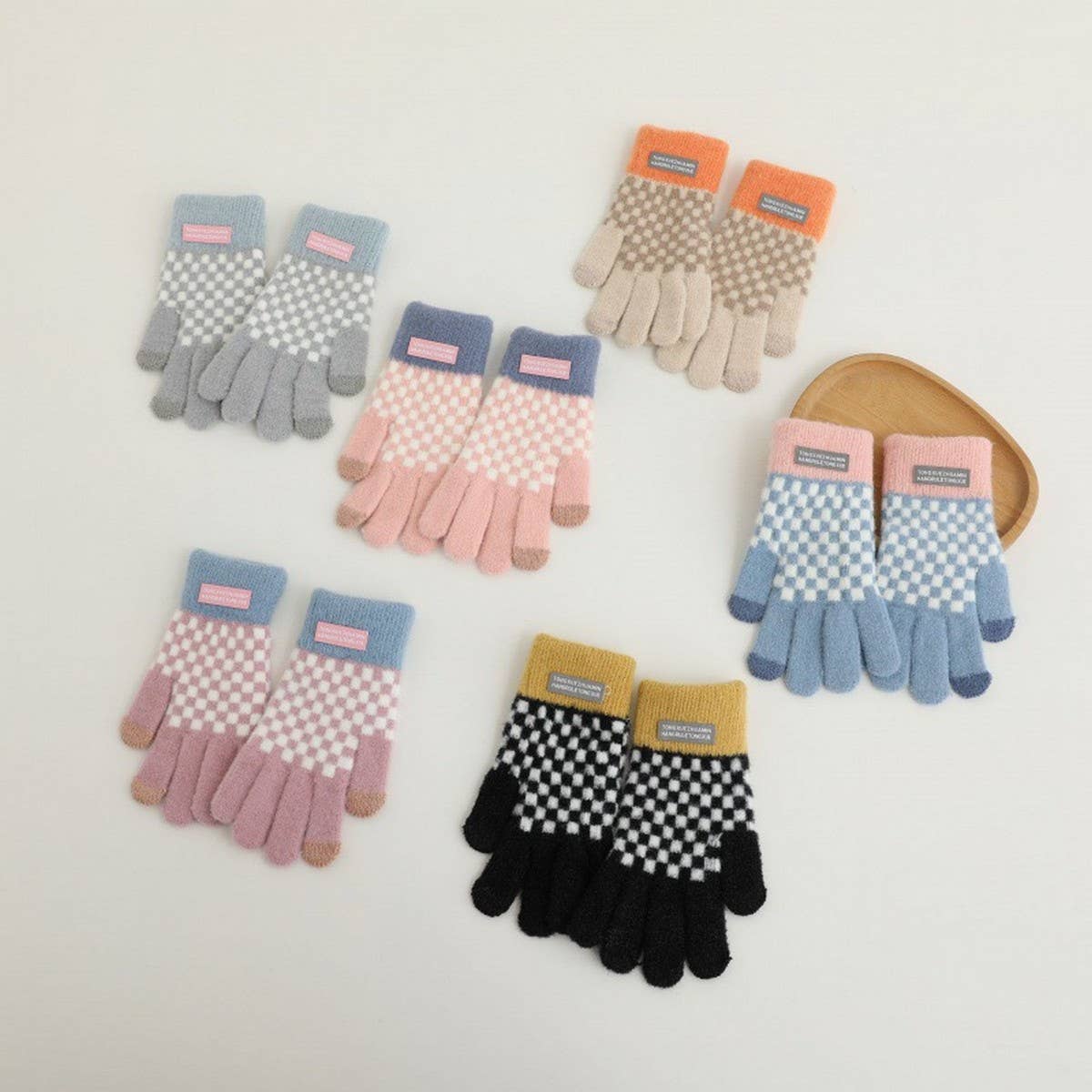 Fashion Plaid Gloves ??Thick Warm Touchscreen_CWAG0187