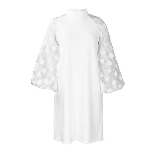 FASHION LOOSE MESH STITCHING LARGE SIZE DRESS_CWDSD6142