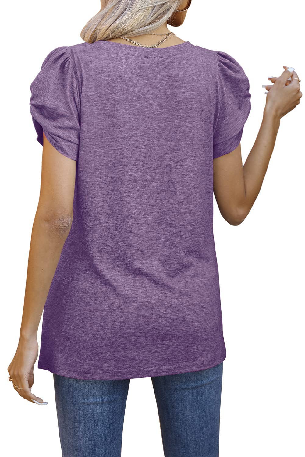 SOLID COLOR KNOTTED V-NECK SHORT-SLEEVED BASE