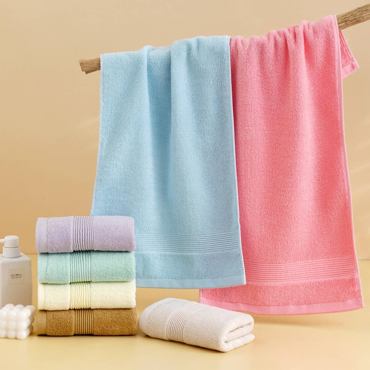 HOUSEHOLD SOLID COLOR THIN SOFT COTTON TOWEL