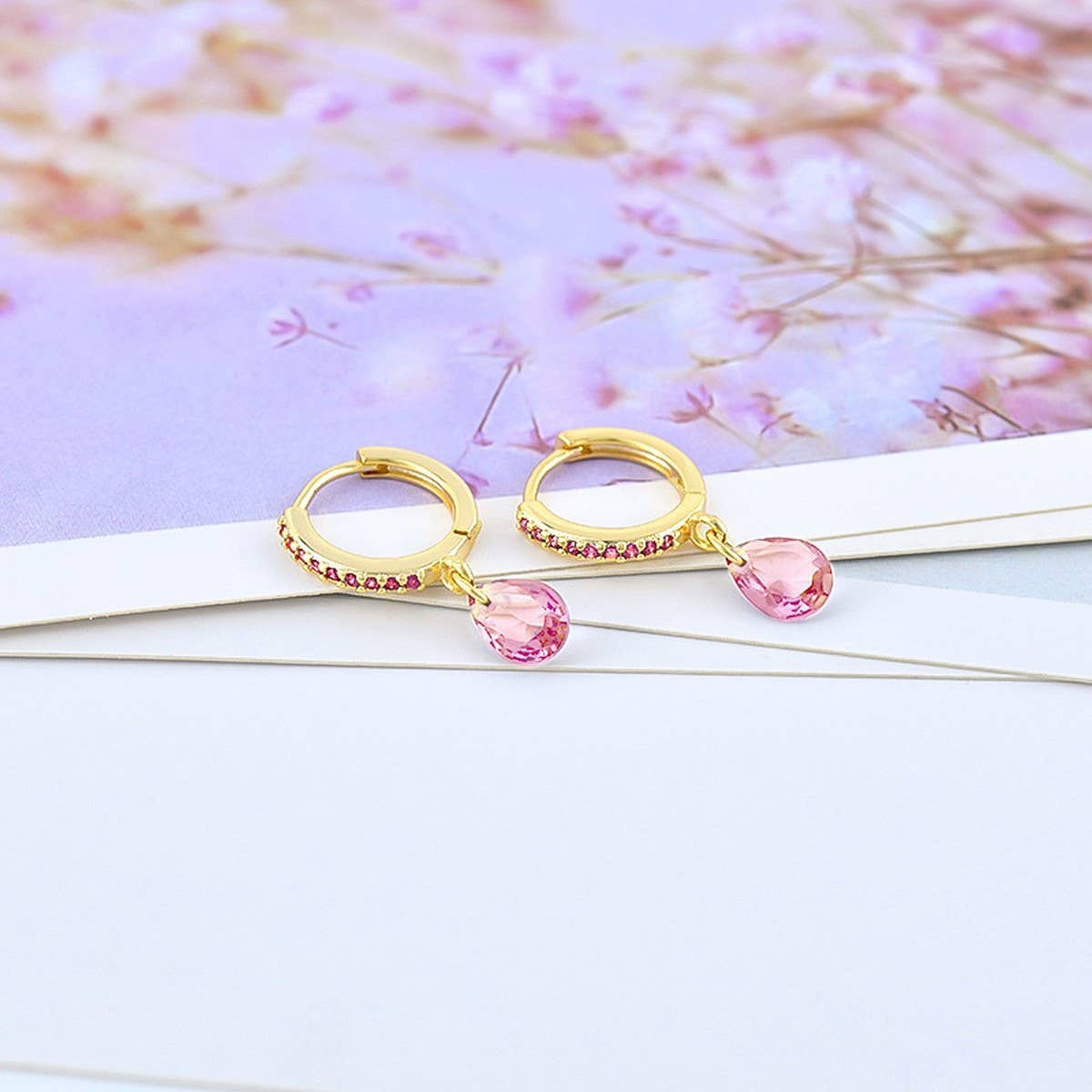 GEOMETRIC TEARDROP DIAMOND FRENCH EARRINGS