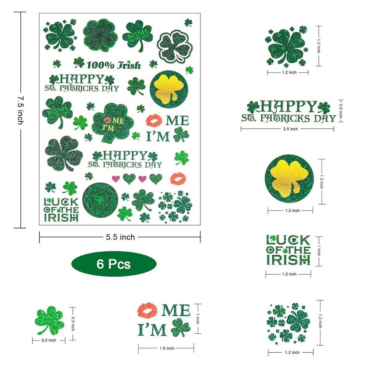 Glitter Leaf Cartoon Tattoo Stickers for Party