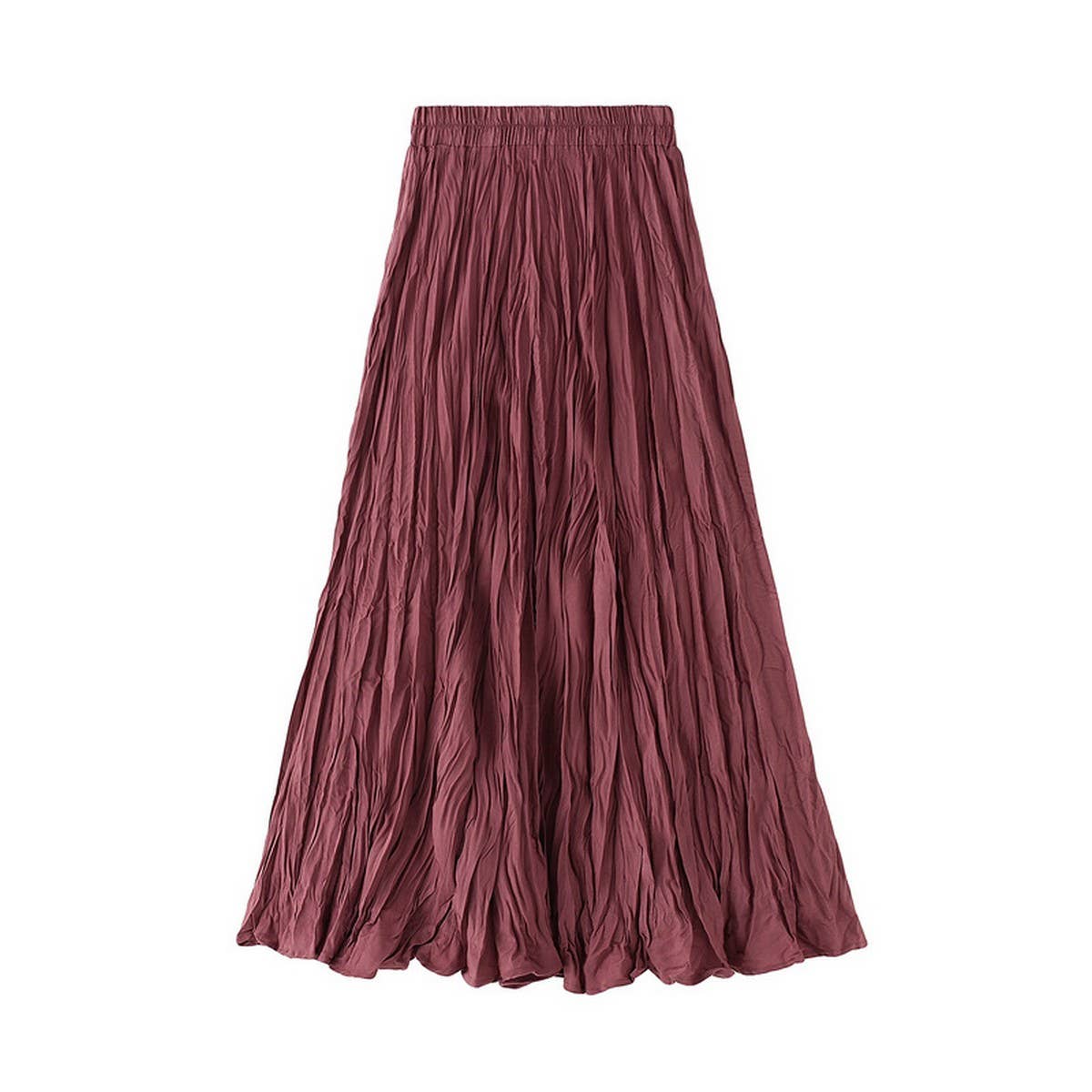 Ruched Pleated A-Line Midi Skirt