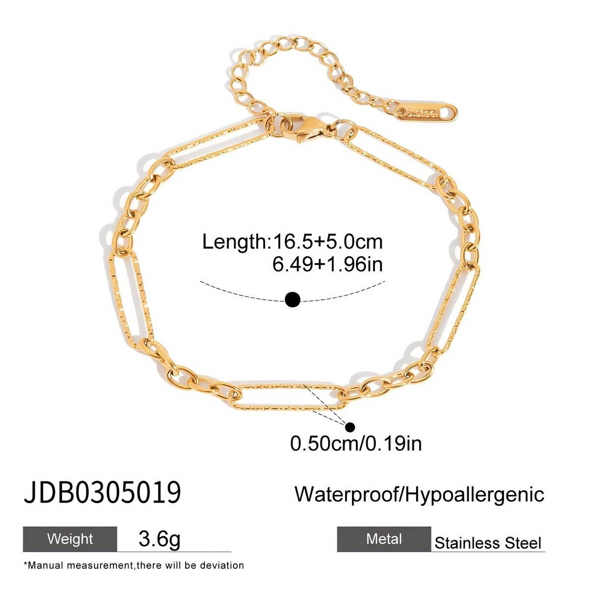 Classic 18K Gold Matte Flat Chain Bracelet