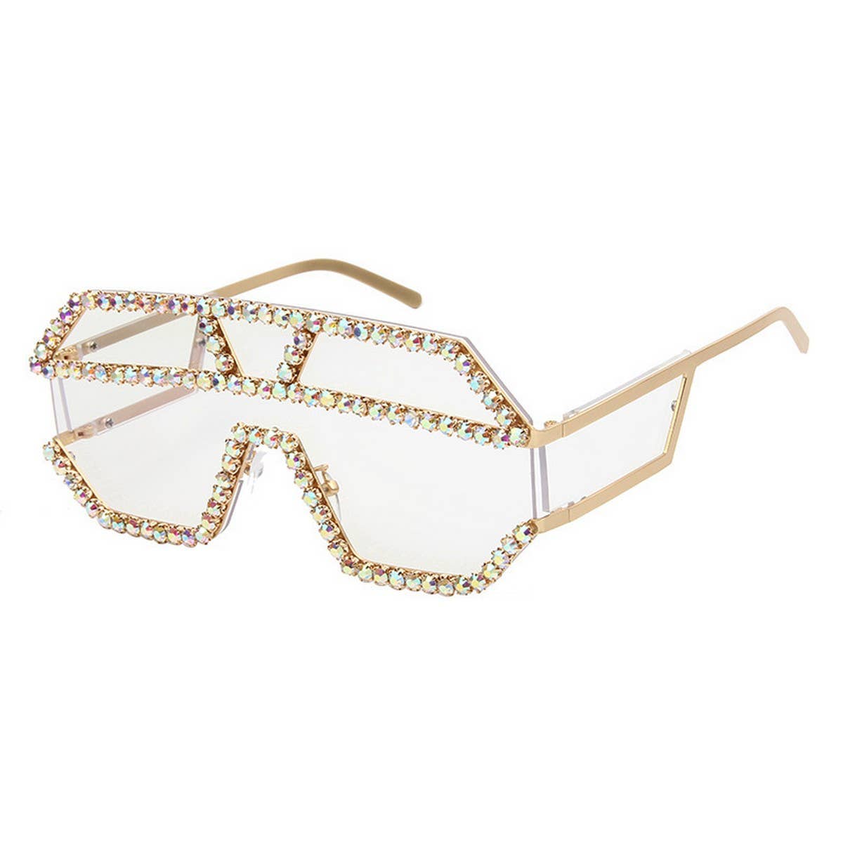 ONE-PIECE HAND-DRILLED RHINESTONE SUNGLASSES_CWASG0787