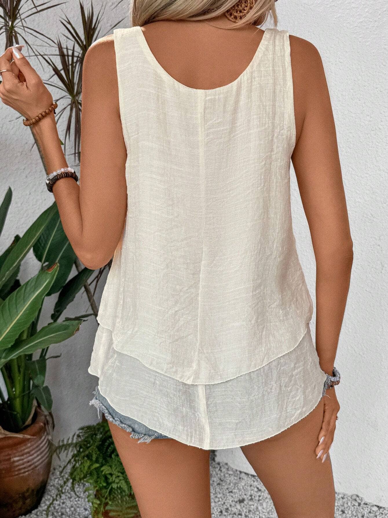 Top top halter sleeveless double cake tail tee