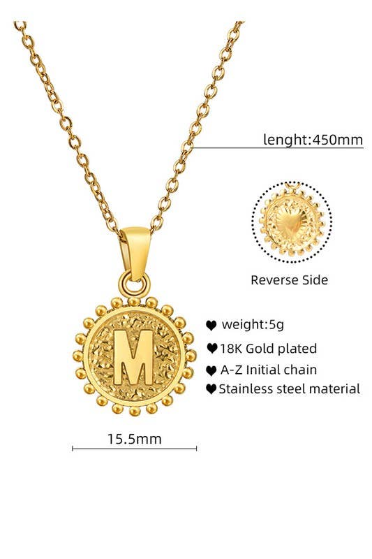 ROUND ALPHABET INITIAL PENDANT NECKLACE