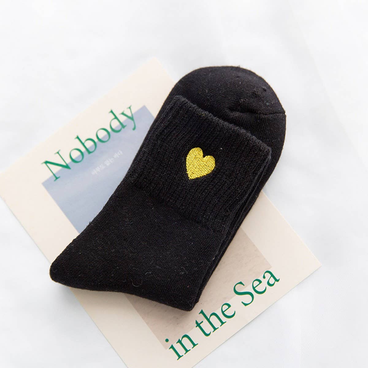 WINTER HEART EMBROIDERY WARM TERRY SOCKS