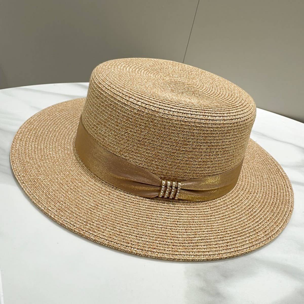 Summer simple high-end flat top straw hat_CWAH3592