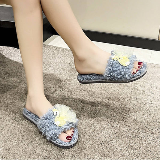 HOMEN LEISURE ROLL PLUSH OPEN-TOED SLIPPERS