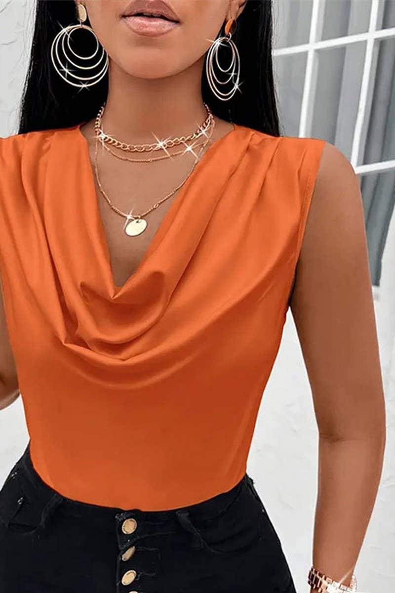 Cwttsl0335_Summer Sexy Collar Commuter Sleeveless T-Shirt