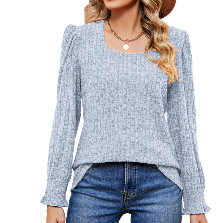 WOMEN'S WOOLEN PIT STRIP LONG SLEEVE T-SHIRT