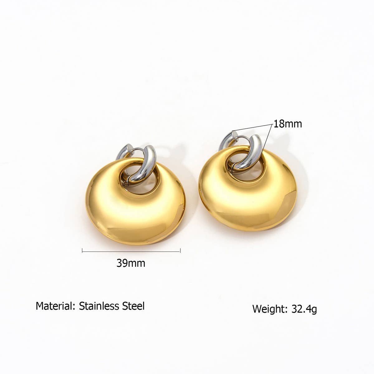 Two-Tone Gold & Silver Irregular Steel Earrings