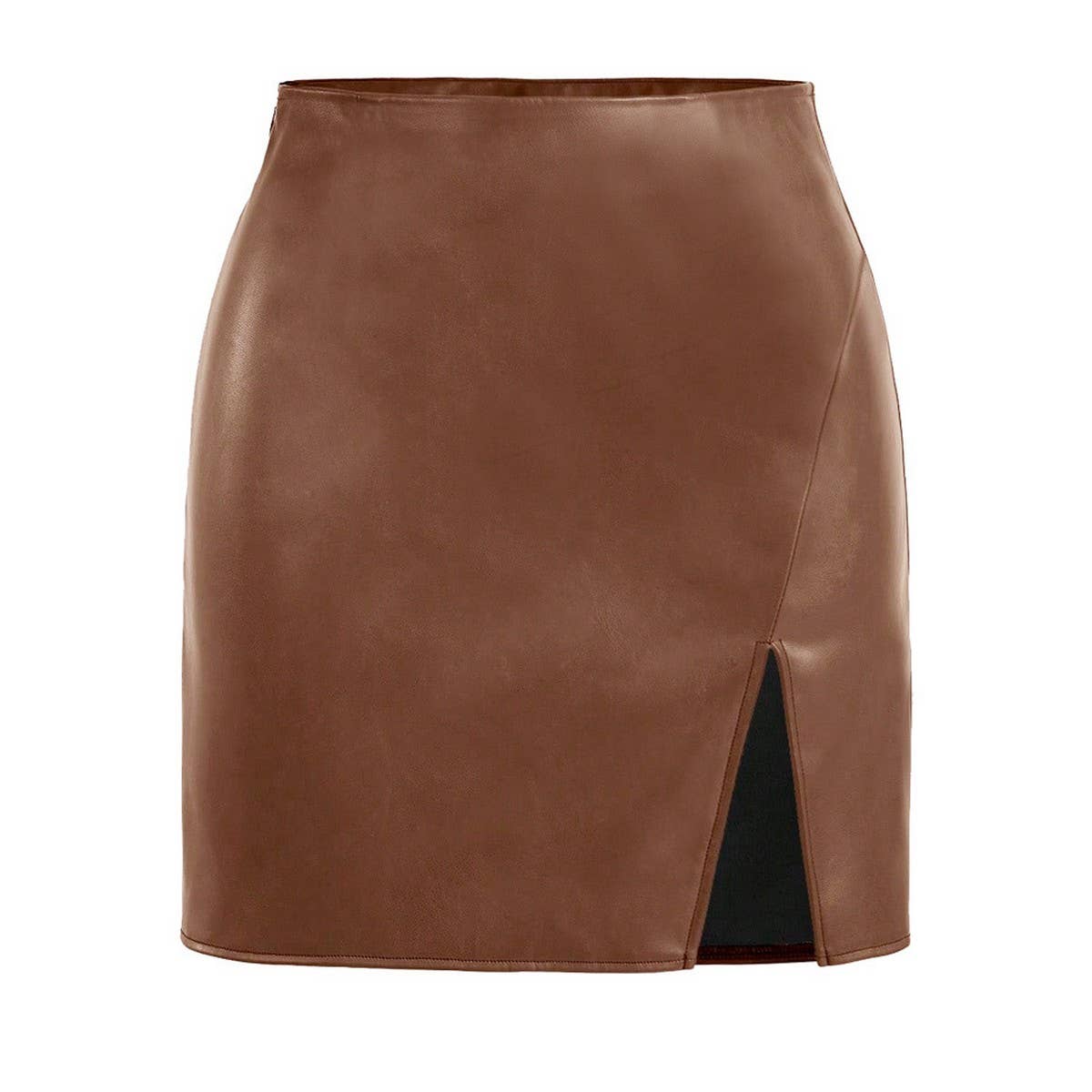 HIGH WAIST ZIPPER HIP SKIRT PU LEATHER SKIRT