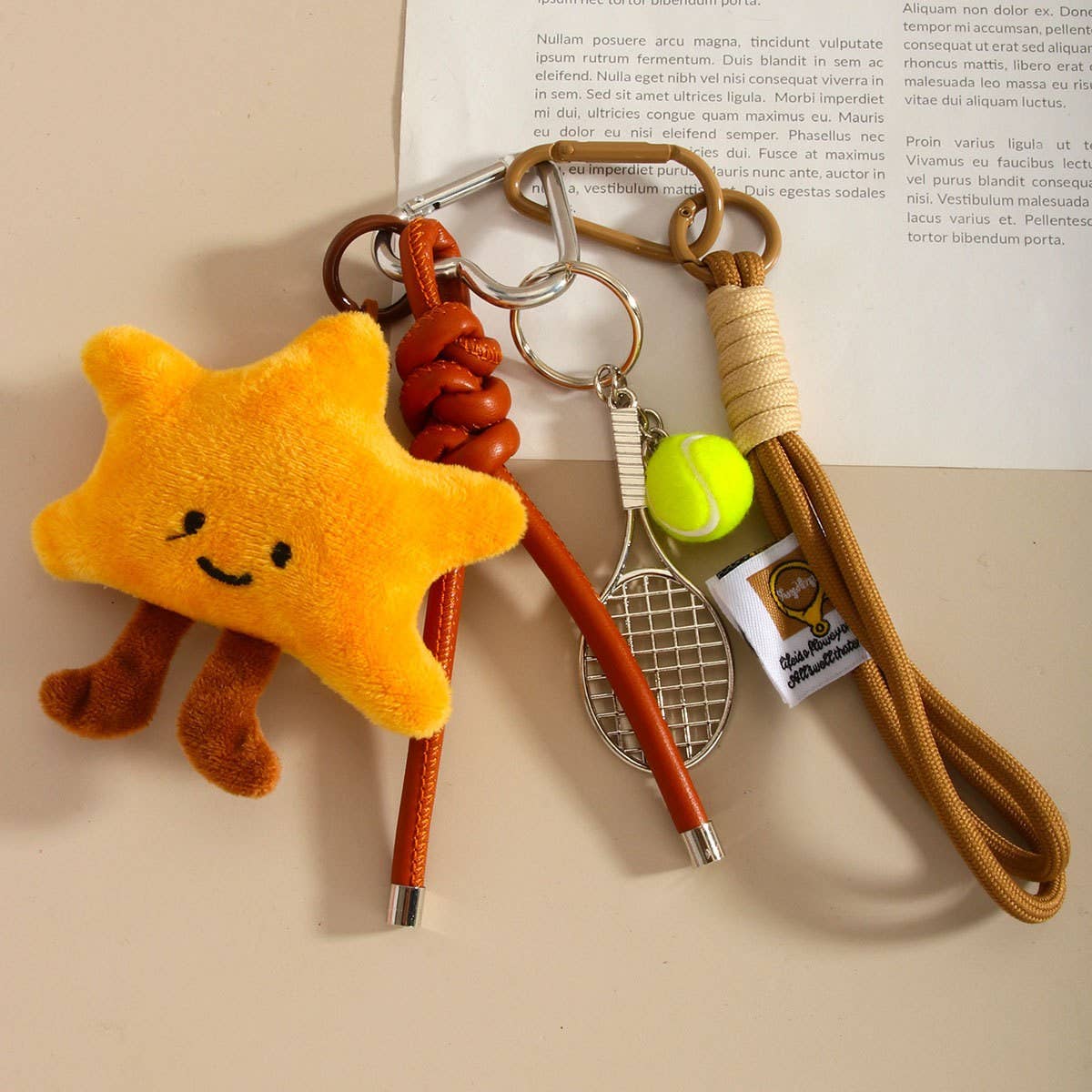 Plush Star Doll Bag Charm with Tennis Keychain_CWMM7834