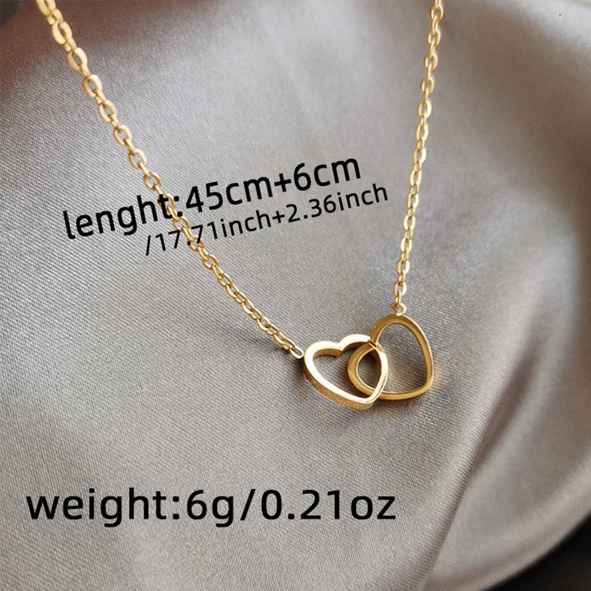 Cold wind design feeling double ring heart clavicle chain
