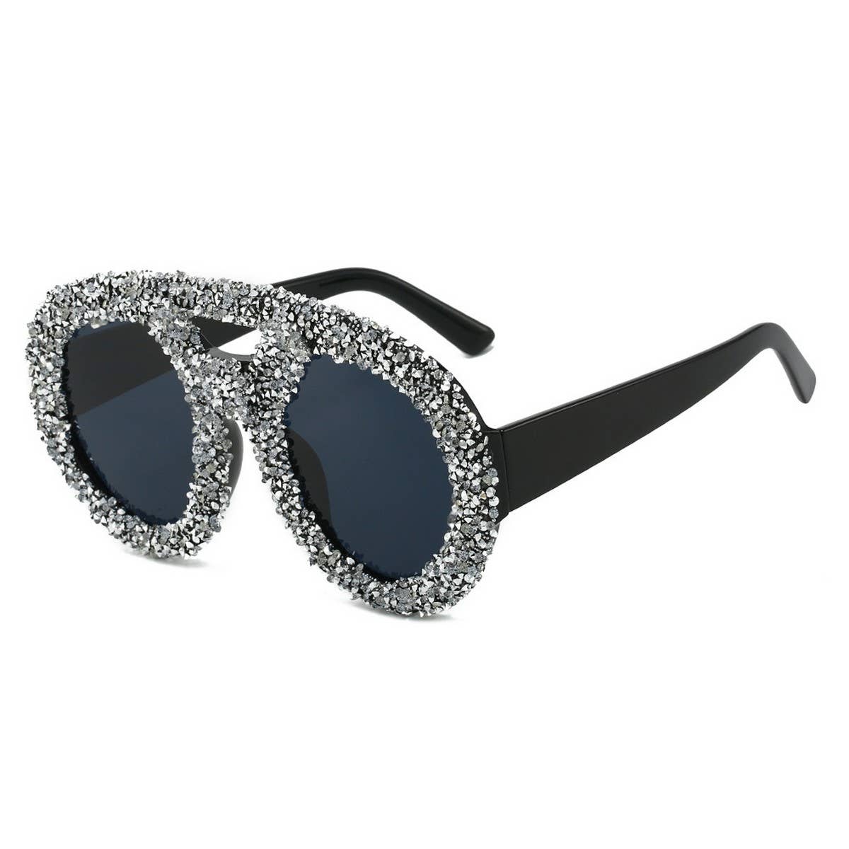DOUBLE BEAM LARGE FRAME ROUND SUNGLASSES