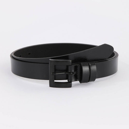 Minimalist Unisex Black Solid Zinc Alloy Belt_CWABE1238