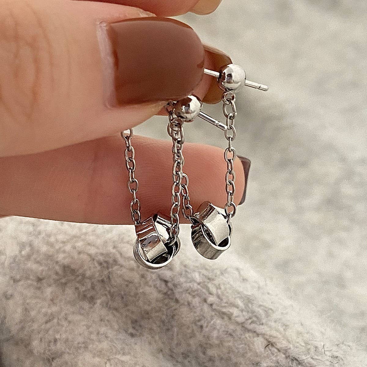 GEOMETRIC SPIRAL TWIST PENDANT TASSEL EARRINGS