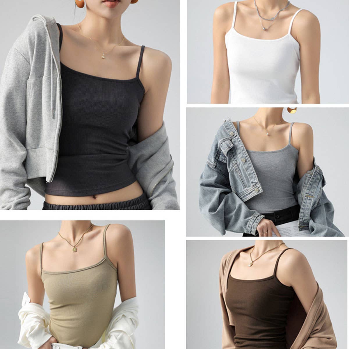 Essential Basic Ribbed Camisole Top In 7 Colors