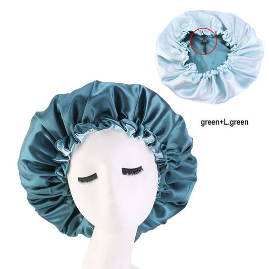 TRENDY DOUBLE LAYER SATIN NIGHTCAP_CWAH1481