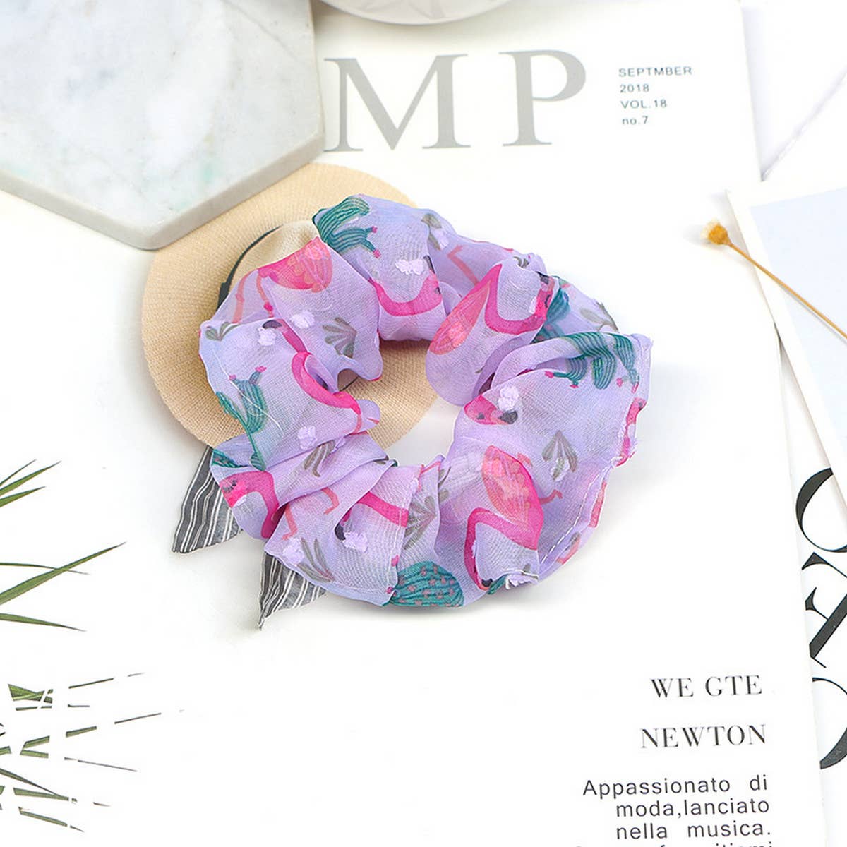 NEW FLAMINGO MESH HAIR TIE_CWAHA1018