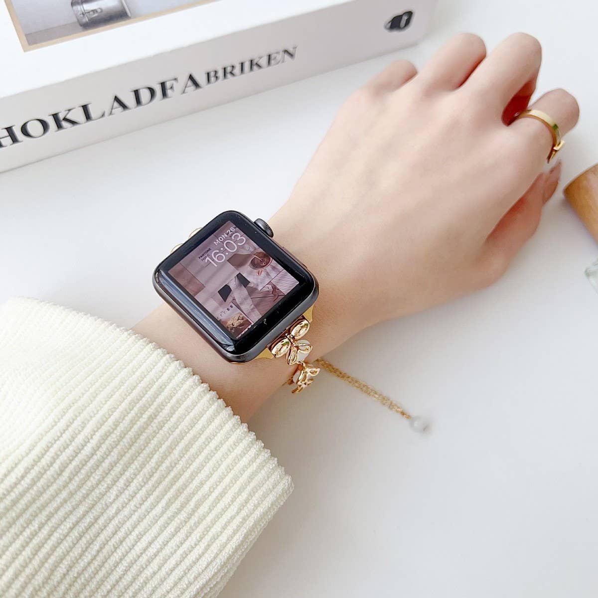 APPLE WATCH 9 CAT'S EYE METAL BRACELET STRAP_CWWW0064