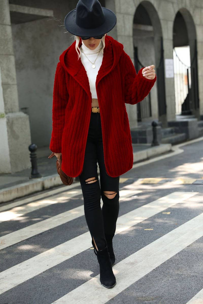 WOMEN HOODED CORDUROY WINTER PLUSH CASUAL JACKET_CWOJA0638