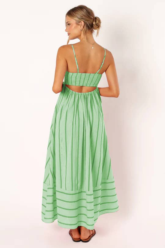 Backless swing Striped sleeveless halter dress