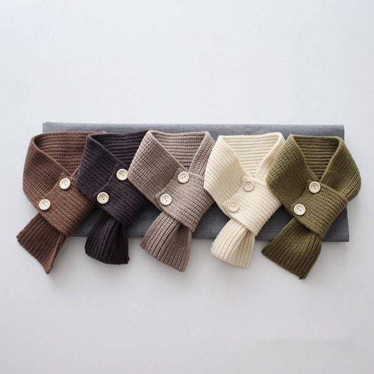 Cute Button Knit Scarf ? Cozy Neck Warmer for Kids