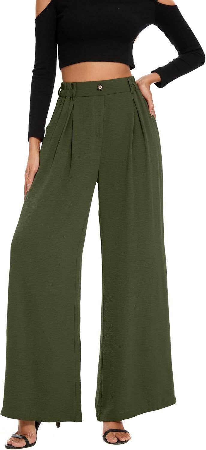 Tight high-waisted straight-leg wide-leg pants