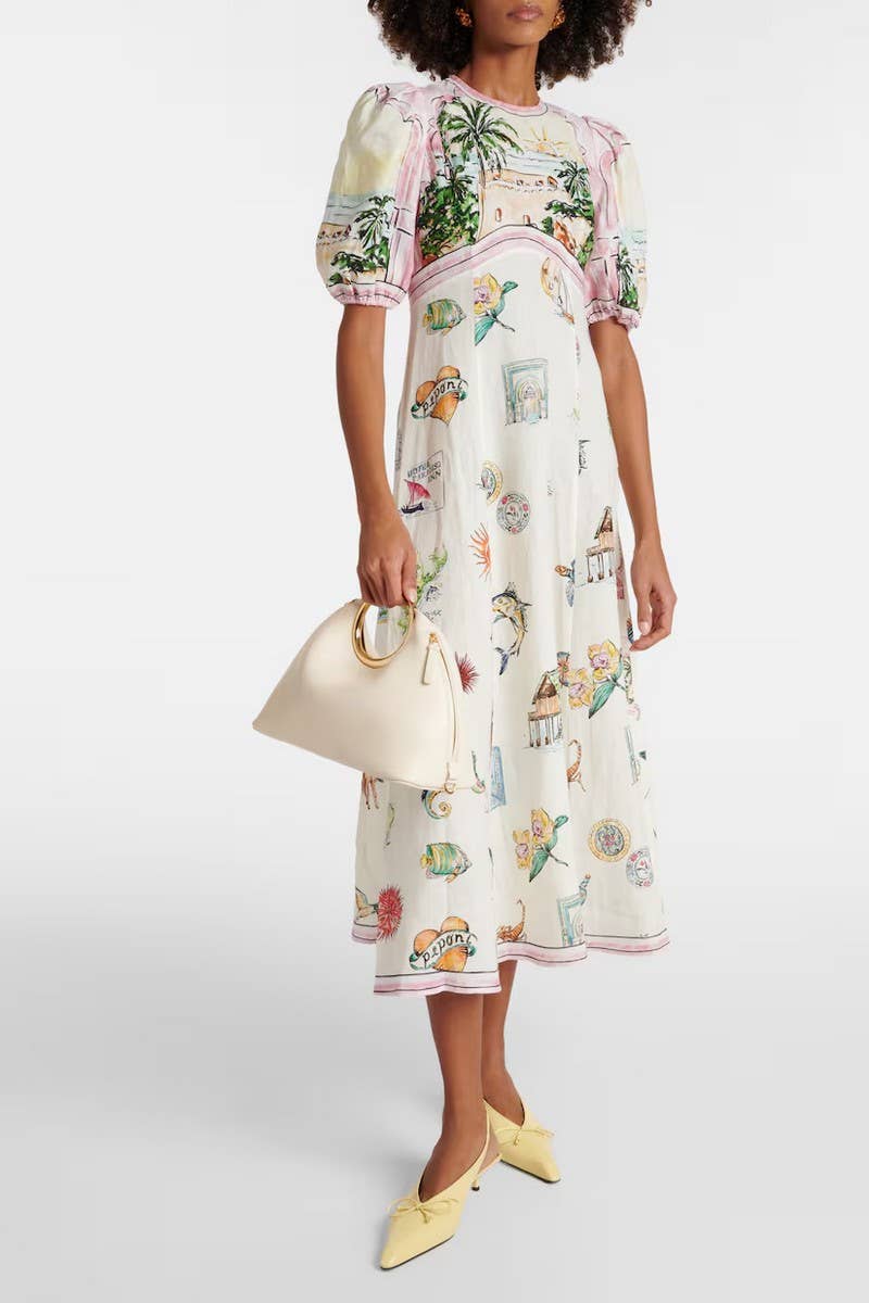 CWDMD5723_FASHIONABLE PUFF SLEEVE SLIM FIT SWING DRESS