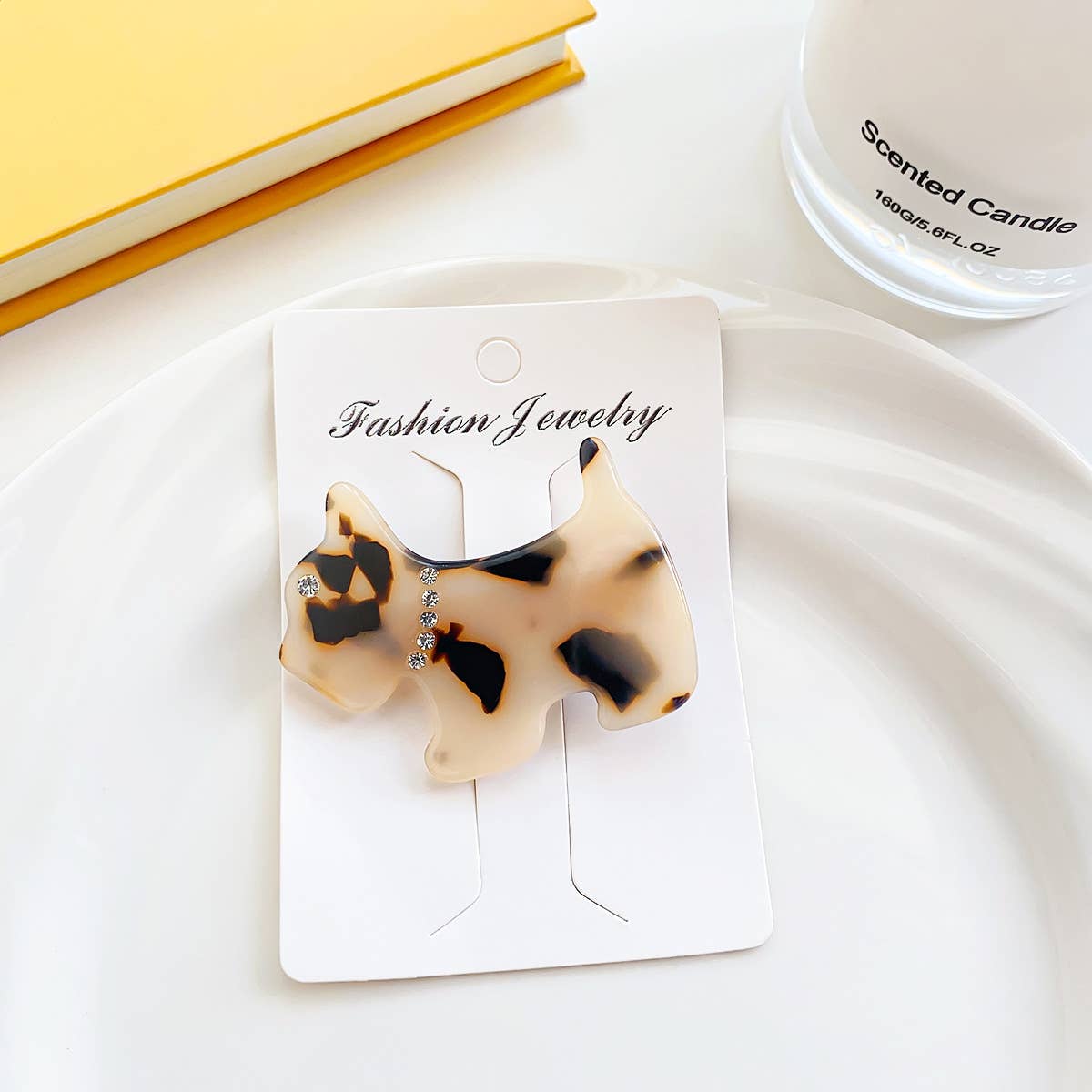 French vintage diamond-encrusted puppy hair clip