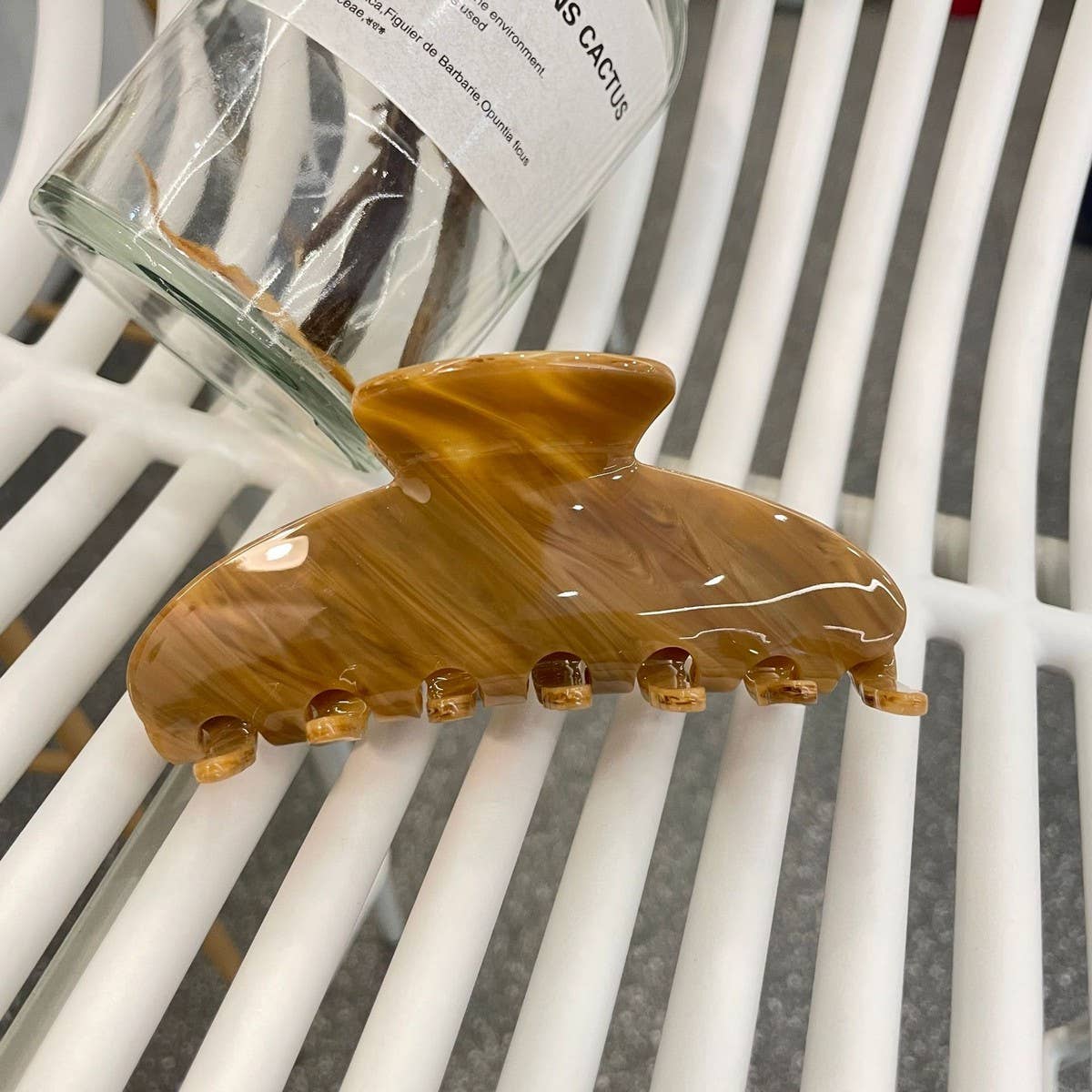 Wood Grain Acetate Hair Claw Color Stripe Clip_CWAHA2154