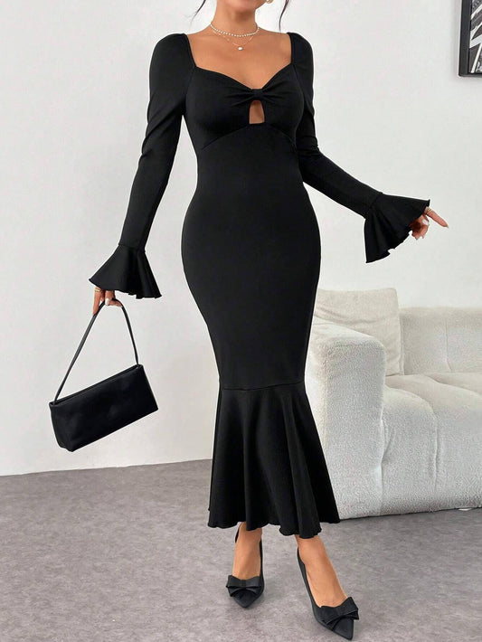 SLIM-FIT FISH TAIL WRAP HIP LONG SKIRT SEXY DRESS
