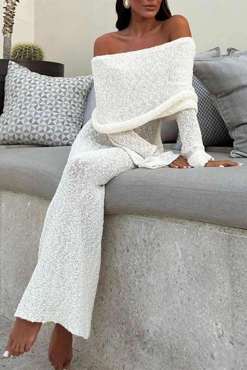 CWDMD5272_BEACH FRENCH KNIT OFF-THE-SHOULDER DRESS