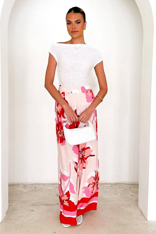 CWBLP890_PRINTED LOOSE WIDE-LEG CASUAL STRAIGHT TROUSERS