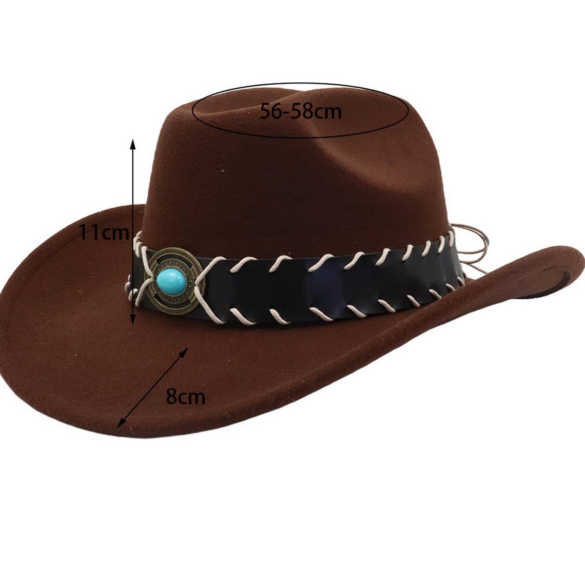Western Ethnic Wool Fedora Hat Jazz Cowboy Style_CWAH04496